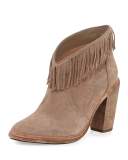 Loren Fringe Suede Bootie, Mousse Tan