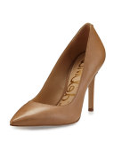 Hazel Pointed-Toe Leather Pump, Golden Caramel