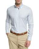 Pacific Plaid Long-Sleeve Sport Shirt, Blue