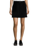 Denny Suede Mini Skirt, Black