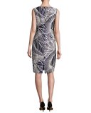 Faith Sleeveless Floral-Print Jacquard Sheath Dress, Multi