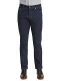 Five-Pocket Stretch-Cotton Denim Jeans, Medium Indigo