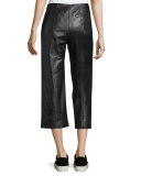 Seam-Trim Leather Culottes