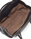 Intrecciato Large Flap Satchel Bag, Navy