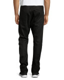 Coated Five-Pocket Moto Jeans, Black
