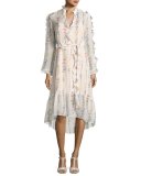 Bunty Floral-Print Midi Dress, Off White