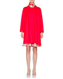 Long-Sleeve Silk Topper Coat, Blush Red
