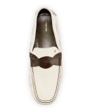 Samuel Twist-Strap Driving Shoe, Crème