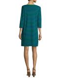 3/4-Sleeves Striped Cotton Interlock Dress 