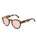 Leonard Round Mirrored Sunglasses, Tortoise/Rose