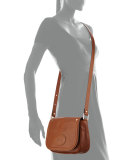 Mystery Small Leather Crossbody Bag, Cognac