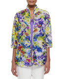 Embroidered Organza Easy Jacket, Plus Size
