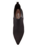 Faie Crepe Kitten-Heel Bootie, Black