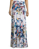 Long Printed Full Skirt, Botanical  