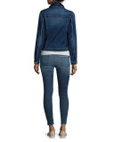 Le Jacket Piping Button-Front Denim Jacket, Shore Coast