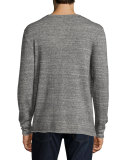Heathered Henley Sweater, Dark Gray