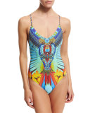 Printed One-Piece Swimsuit with Crystals, Flightful