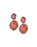 Baguette Cluster Crystal Statement Earrings, Berry