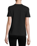 Sequin-Logo Crewneck Tee, Black