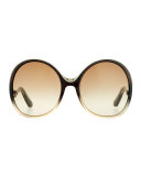 Mandy Oval Acetate Sunglasses, Gray/Turtledove