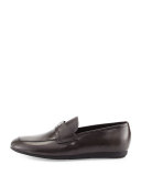 Leather Slip-On Loafer, Charcoal Gray
