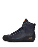 Ellon Shearling-Lined Leather Snow Boot, Blue