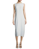 Sleeveless Bateau-Neck Silk Crepe Midi Dress