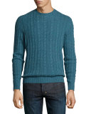 Cable-Knit Cashmere Sweater, Aqua