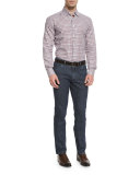 Dark-Wash Straight-Leg Denim Jeans, Blue
