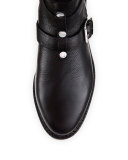 Griffin Buckle Leather Bootie, Black