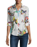 Bettina's Butterfly Long-Sleeve Blouse, Multi Colors