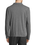 Melange Jersey Long-Sleeve Polo Shirt
