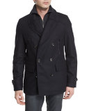 Corringham Double-Breasted Wool Coat, Dark Ink