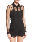 Macrame Scalloped Shorts, Black 