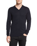 Lightweight Merino V-Neck Sweater, Navy
