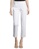 Straight-Leg Cropped Pants, White 