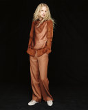 Long-Sleeve Suede Button-Front Shirt, Dark Orange