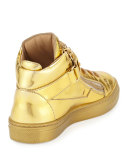 Metallic Leather High-Top Sneaker, Gold, Toddler/Youth