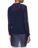 Long Silk Georgette Top, Midnight 