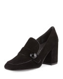 Dundee Suede Loafer Pump, Black