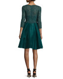 Lace 3/4-Sleeve Cocktail Dress, Forest Green