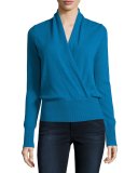 Faux-Wrap Cashmere Sweater