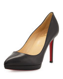 Pigalle Plato Leather Red Sole Pump, Black
