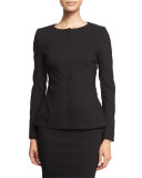 Long-Sleeve Peplum Jacket, Black