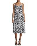 Iconic Horse-Print Sleeveless Midi Dress, Black