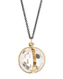 18K Gold & Black Steel Carpe Diem Crystal Pendant Necklace