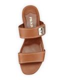 Leather Turnlock Slide Sandal