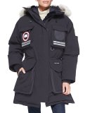 Snow Mantra Fur-Hood Coat, Navy