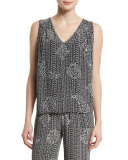 Salaite Batik Paisley-Print Silk Top