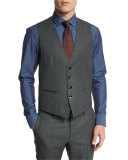 Huge Genius Slim Birdseye Three-Piece Suit, Charcoal